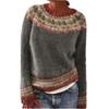 Ladies' Fashion Sweater, Round Neck, Color-block, Loose Pullover Long-sleeved Knitted Shirt Top