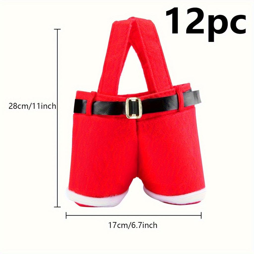 Santa Claus Shorts Gift Bag - Cute Christmas Gift Bags, Polyester Material, New Year & Christmas Gift Candy Bag Set