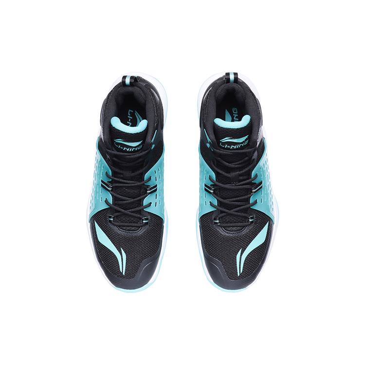 LiNing Cushioning Anti-Slip And Wear-Resistant Breathable Coverage Support Mid-Top Basketball Shoes Unisex Black Green ABAR065-1