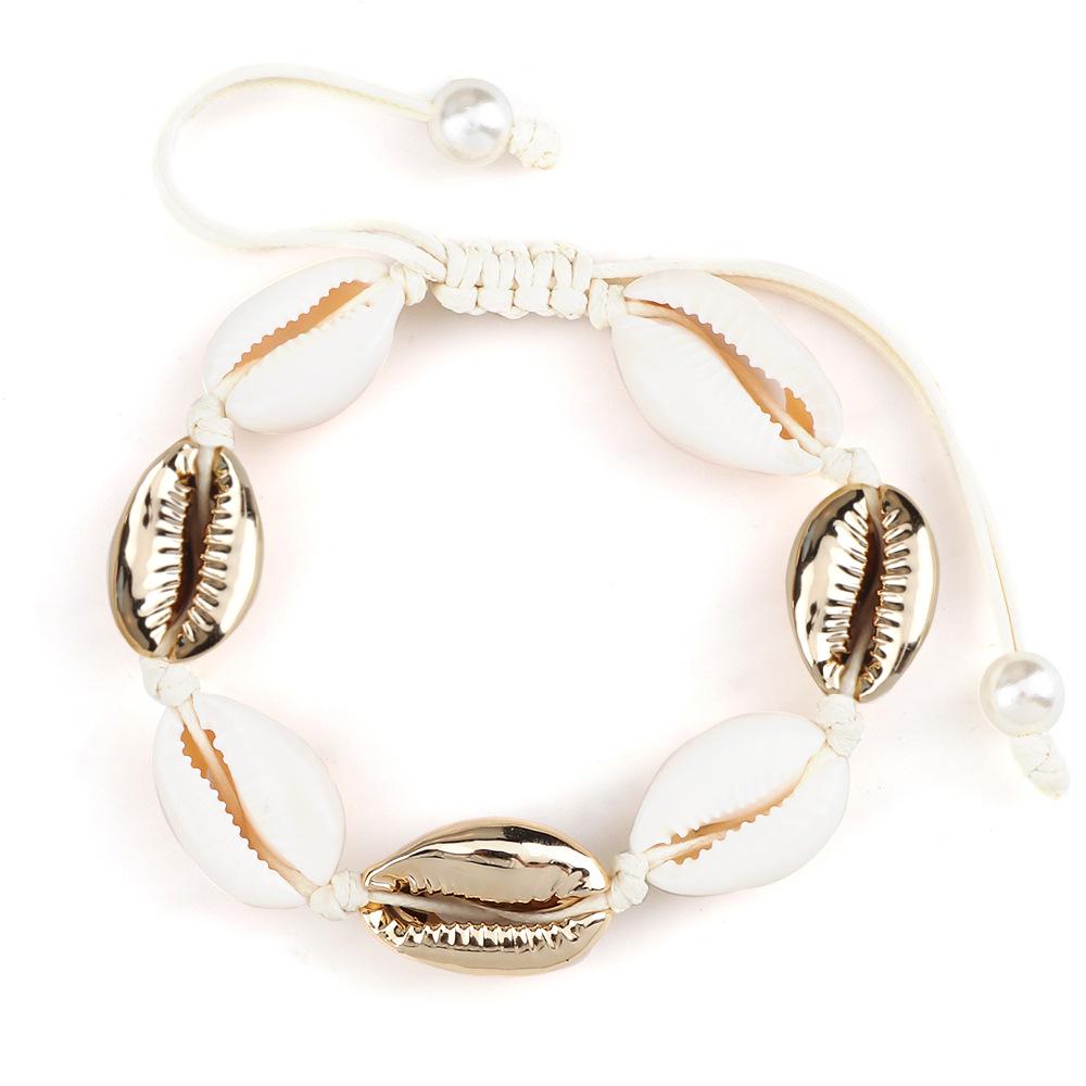 Handmade Starfish & Shell Bracelet Anklet: Summer Beach Women s Jewelry Gold Shell