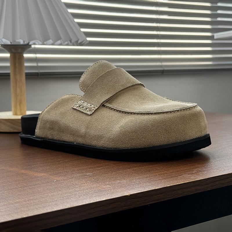 2025 new anti-velvet thick-soled bag head half slippers men's outer slippers lazy casual shoes 55336-Z