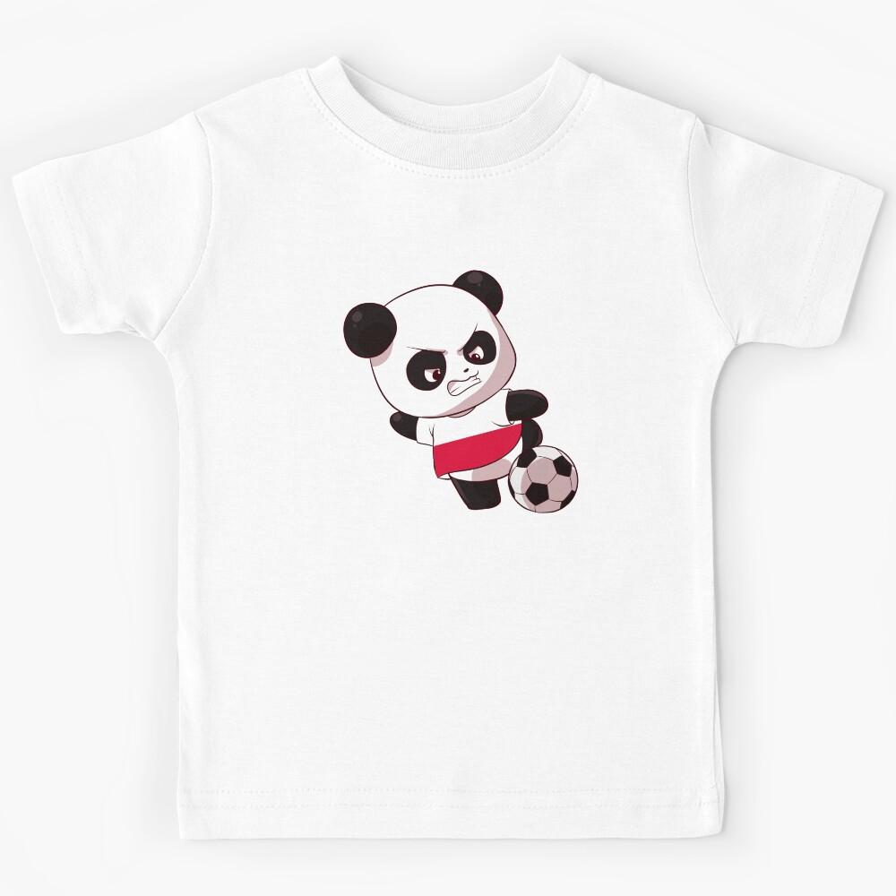 Funny Panda Shooting Poland Football - Polish Flag Soccer Kids T-Shirt 100