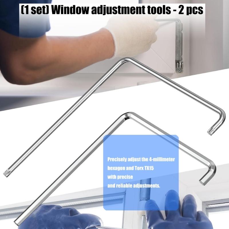 2Pcs Window Adjustment Tool Heavy Duty Steel Steel Window Adjuster 4mm Curved Inside Hexagonal Wrench Enduring