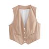 Dames Retro Ensfarget Godterifarge V-hals Kort Dressvest