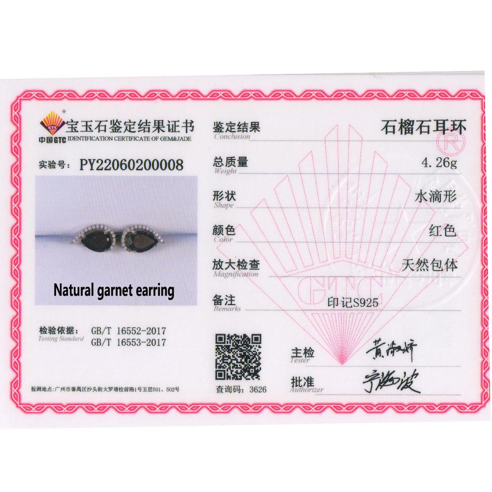 Bolaijewelry Natural Mozambique Garnet Pear 7*10mm Gemstone Earrings 925 Sterling Silver Fashion Woman Fine Jewelry