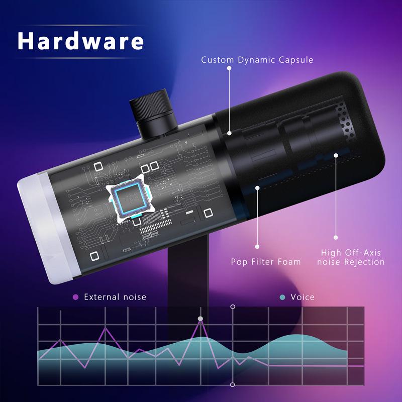 DM9 RGB USB Microphone for Gaming, Streaming, and Recording - Dynamic XLR for PC and Phone