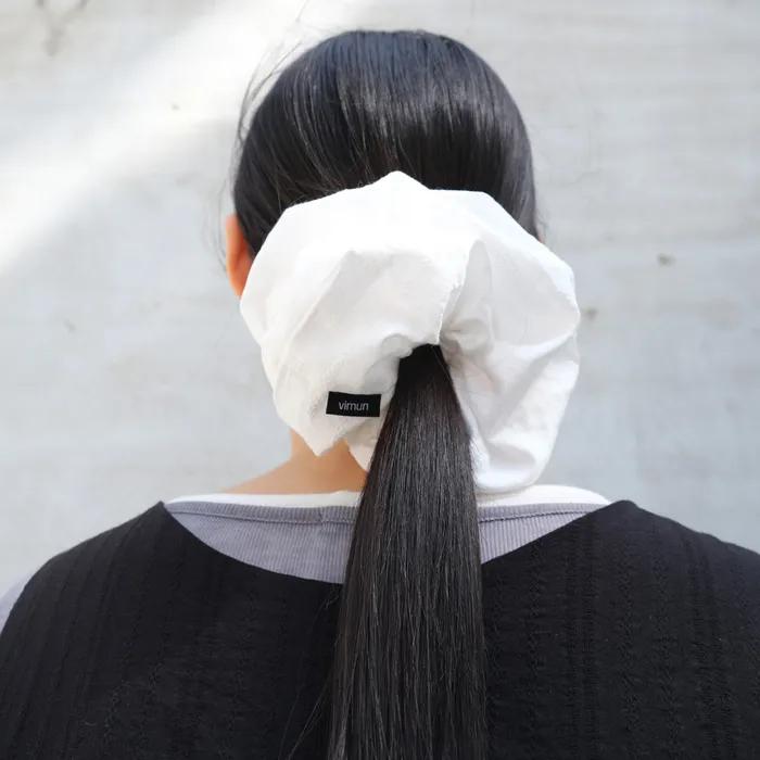 Cotton Jacquard Scrunchie_White