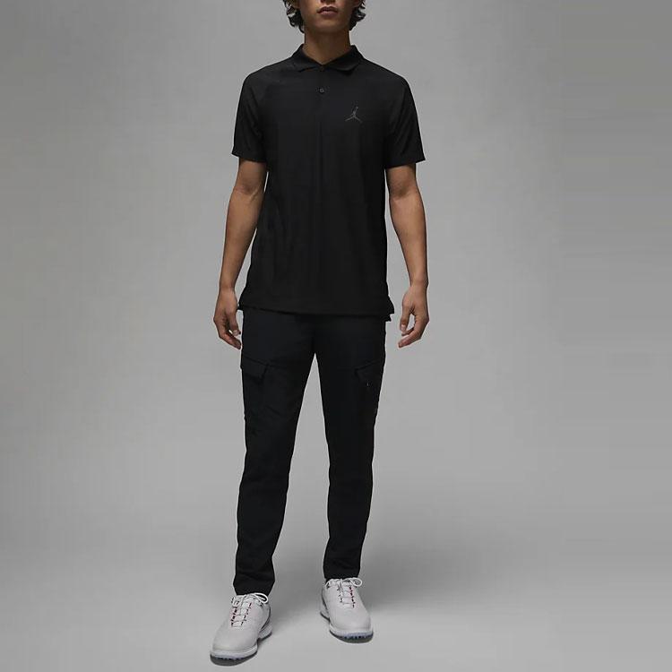 Jordan Solid Color Logo Print Short Sleeve Polo Shirt Men Tops Black DZ0550-010