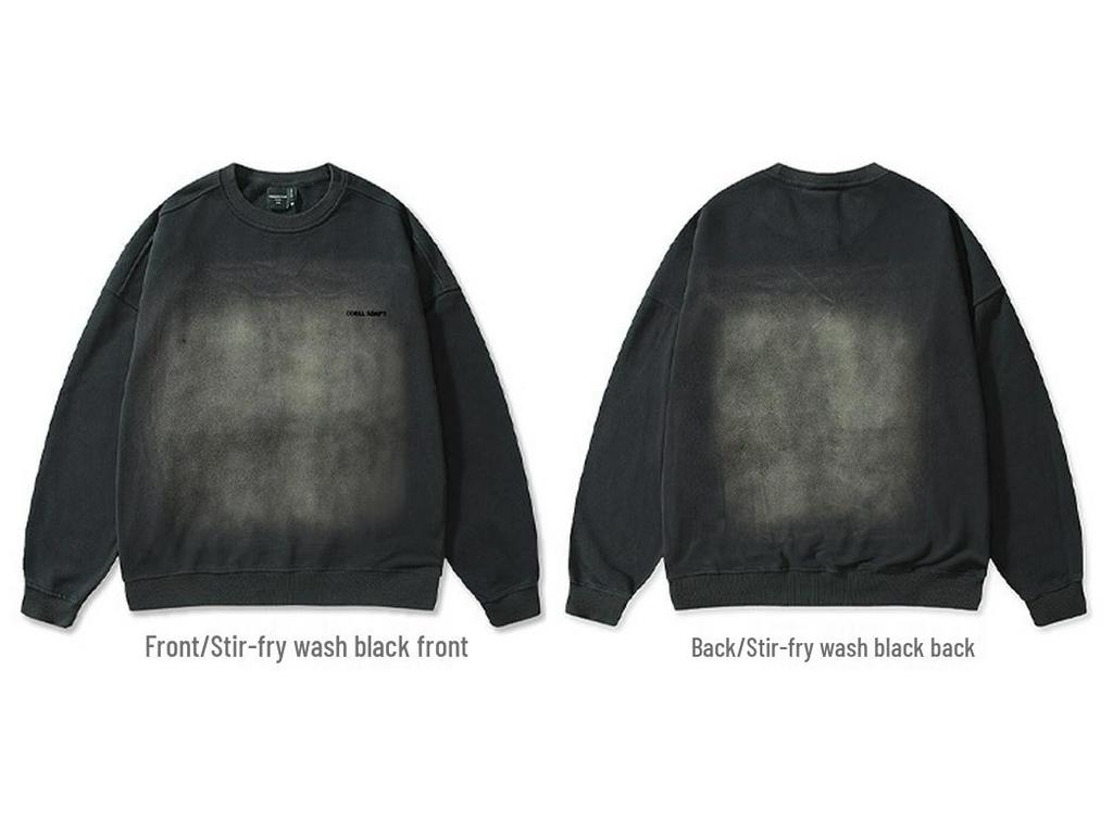 Men's Retro Washed Heavyweight Sweatshirt - 2025 Spring/Autumn Style, Round Neck, Long Sleeve