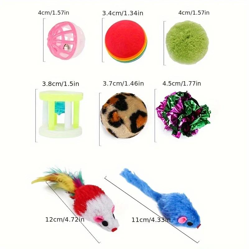 28Pcs/Bag Pet Cat Toy Feather Mouse Tease Cat Channel Sisal Ball Grinding Teeth Cat Toys Interactive
