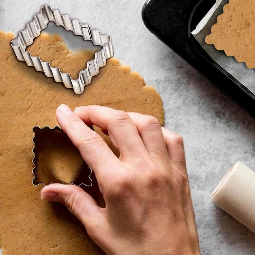 6Pcs Wave Blessing Frame Biscuit Mold Stainless Steel Cookie Cutter Kindergarten