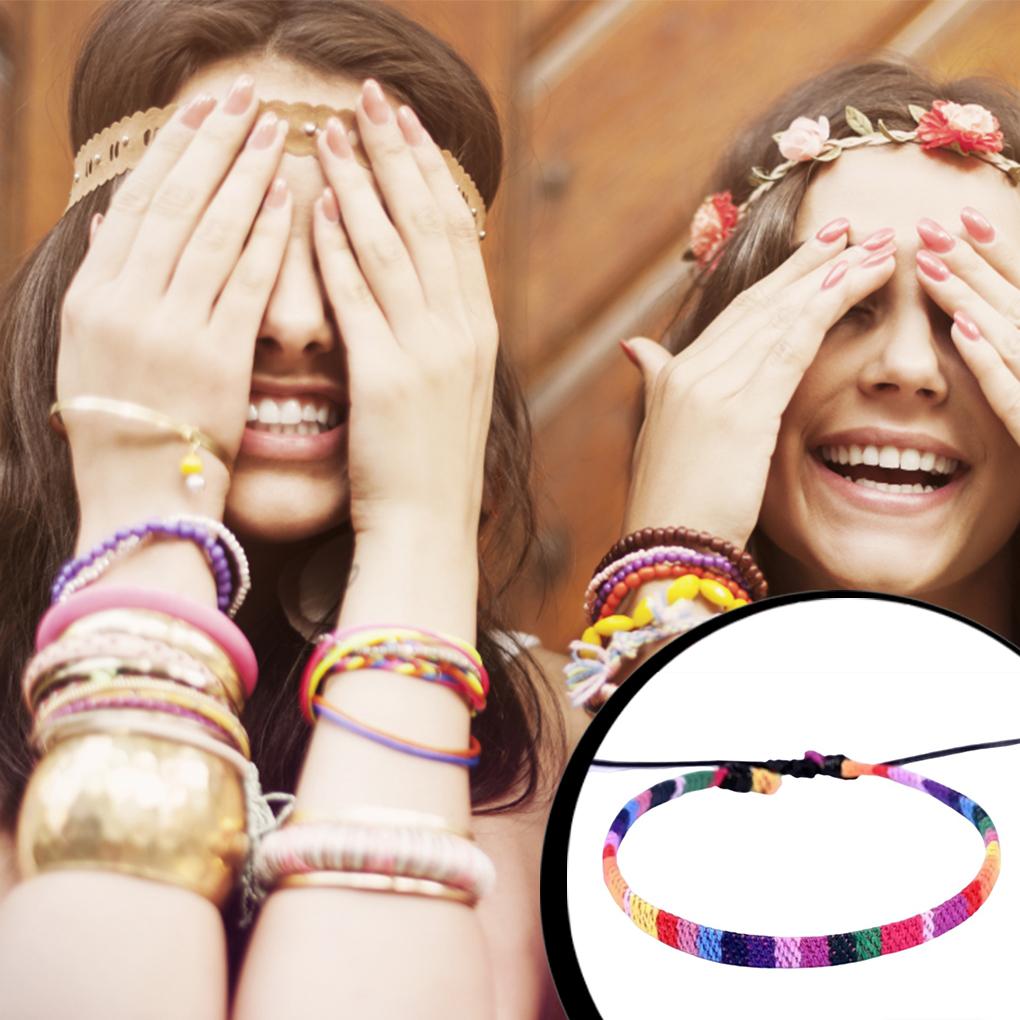 Bohemian Style Bracelets Adjustable Colorful Braided Boho Decor Bracelet Outdoor Handmade Anklet Wedding Accessories
