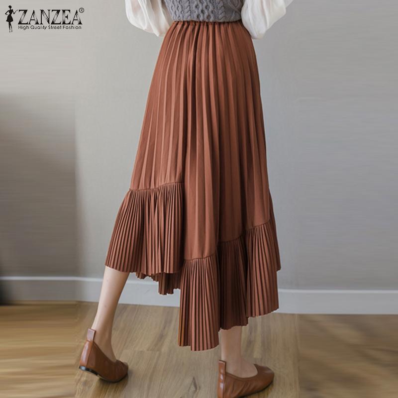 ZANZEA Gonne larghe con orlo irregolare, elastiche in vita e a trapezio, casual da donna