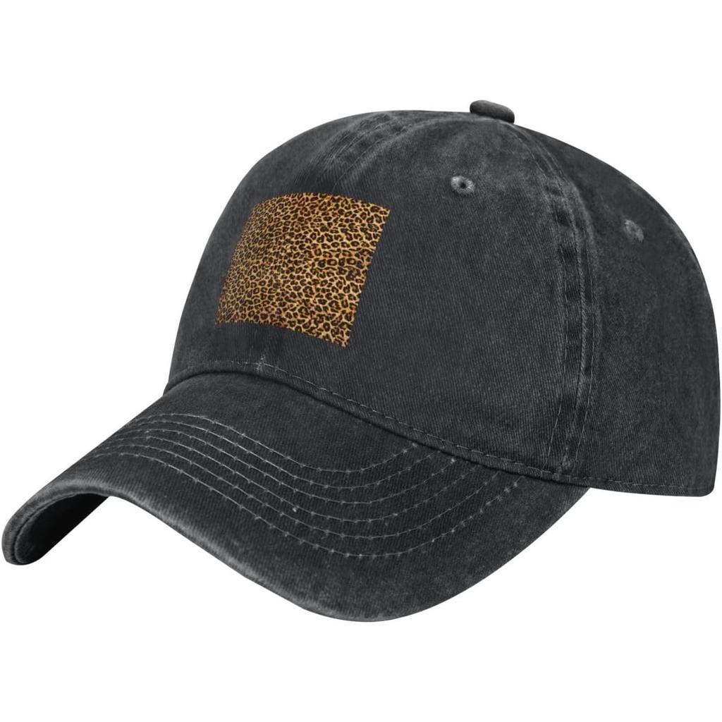 Leopard Print Wyoming Shape Washed Baseball Cap Breathable Cotton Adjustable Outdoor Dad Hat