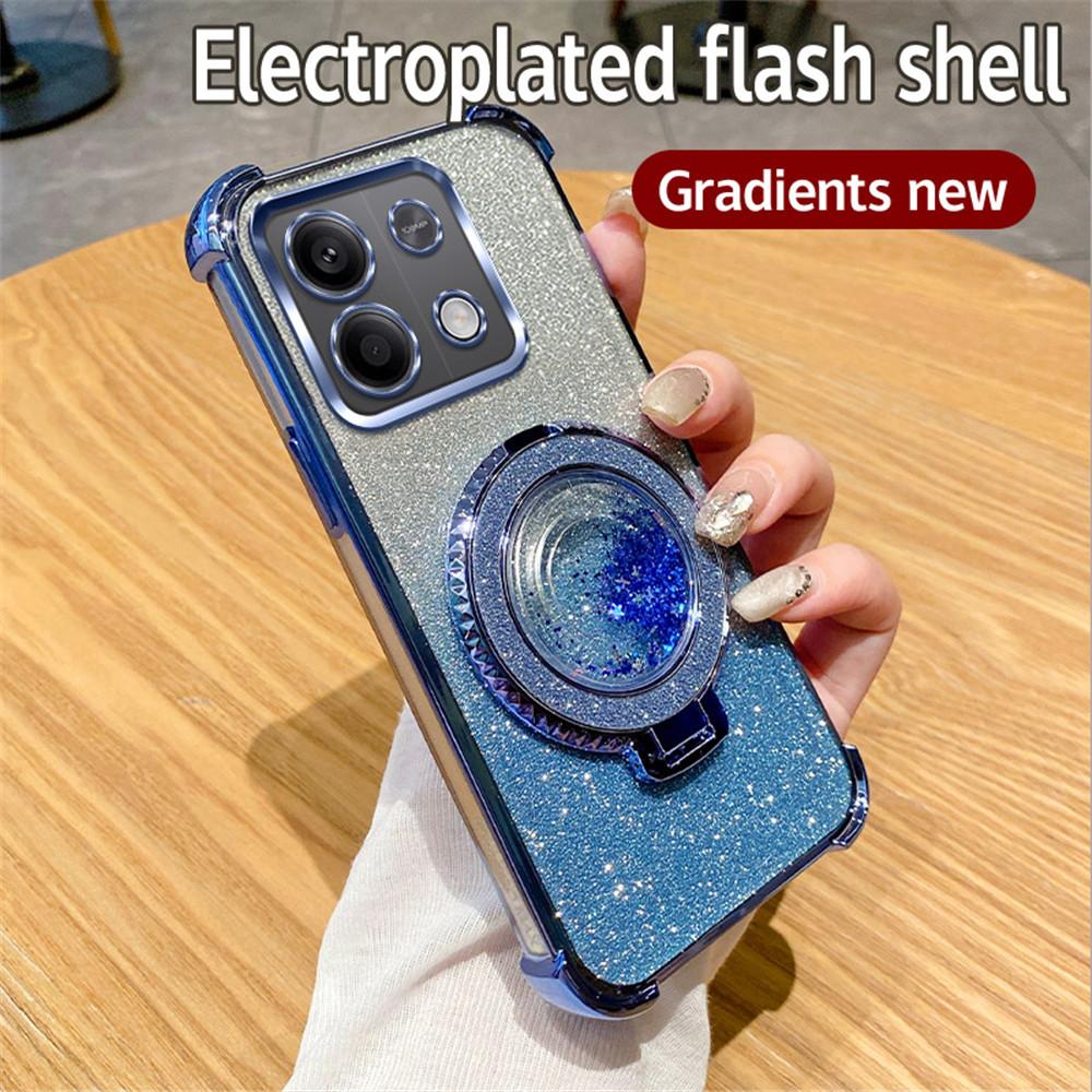 Coque de luxe à paillettes de sable mouvant avec support magnétique pour Xiaomi Redmi Note 13 Pro 4G 5G 13Pro 12Pro 11S 10S 9S 9 Pro 13C 12C 10C