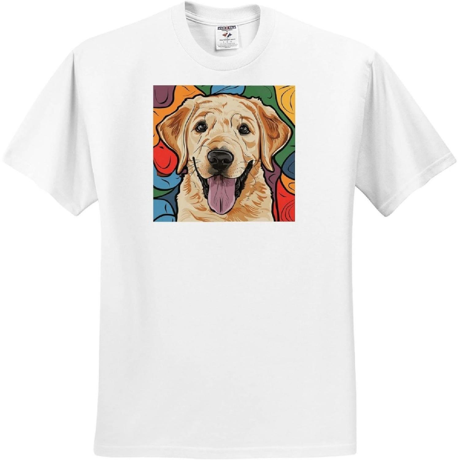 3dRose, Cool Funny Colorful Yellow Labrador Retriever Dog Face Abstract Art, T-Shirt S
