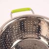 Stainless Steel Deep Colander Micro-perforated 2.5 Quart Metal Food Strainer with Green Silicone Handles for Draining Pasta Cleaning Food Like Fruit