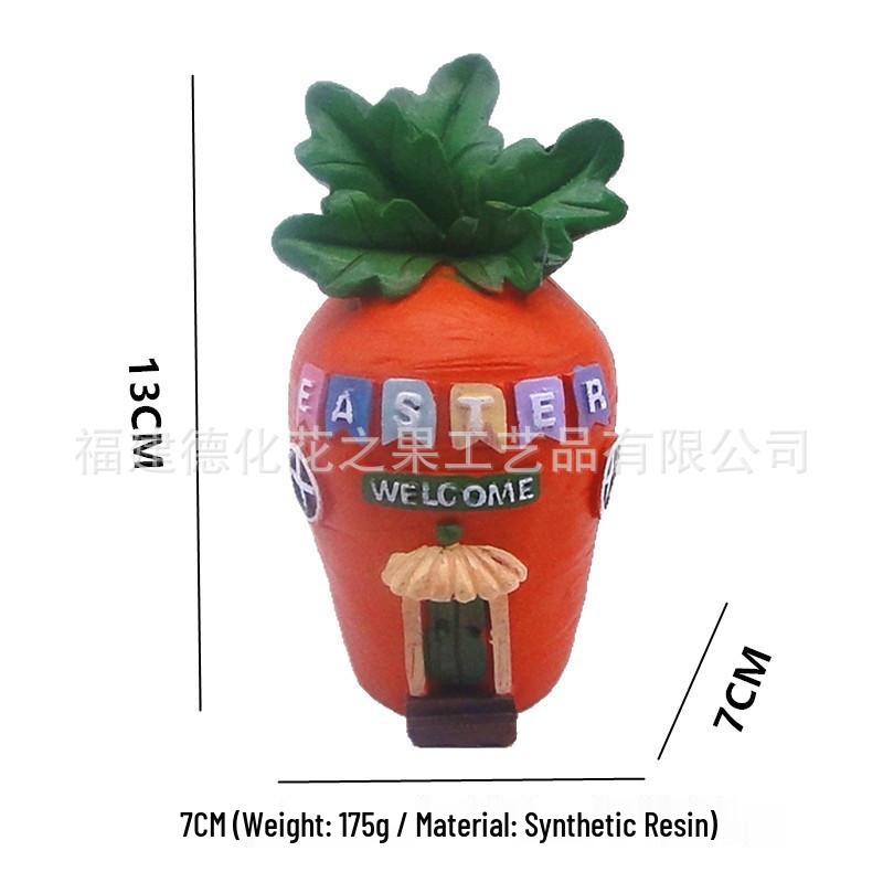 Easter Bunny Carrot House with Colored Eggs - Resin Home Decor & Gifts