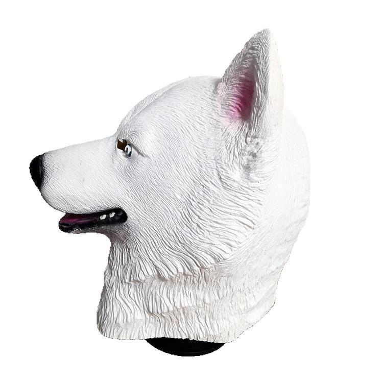 Halloween Animal Snow Leopard Dog Latex Mask White Husky Dog Head Mask