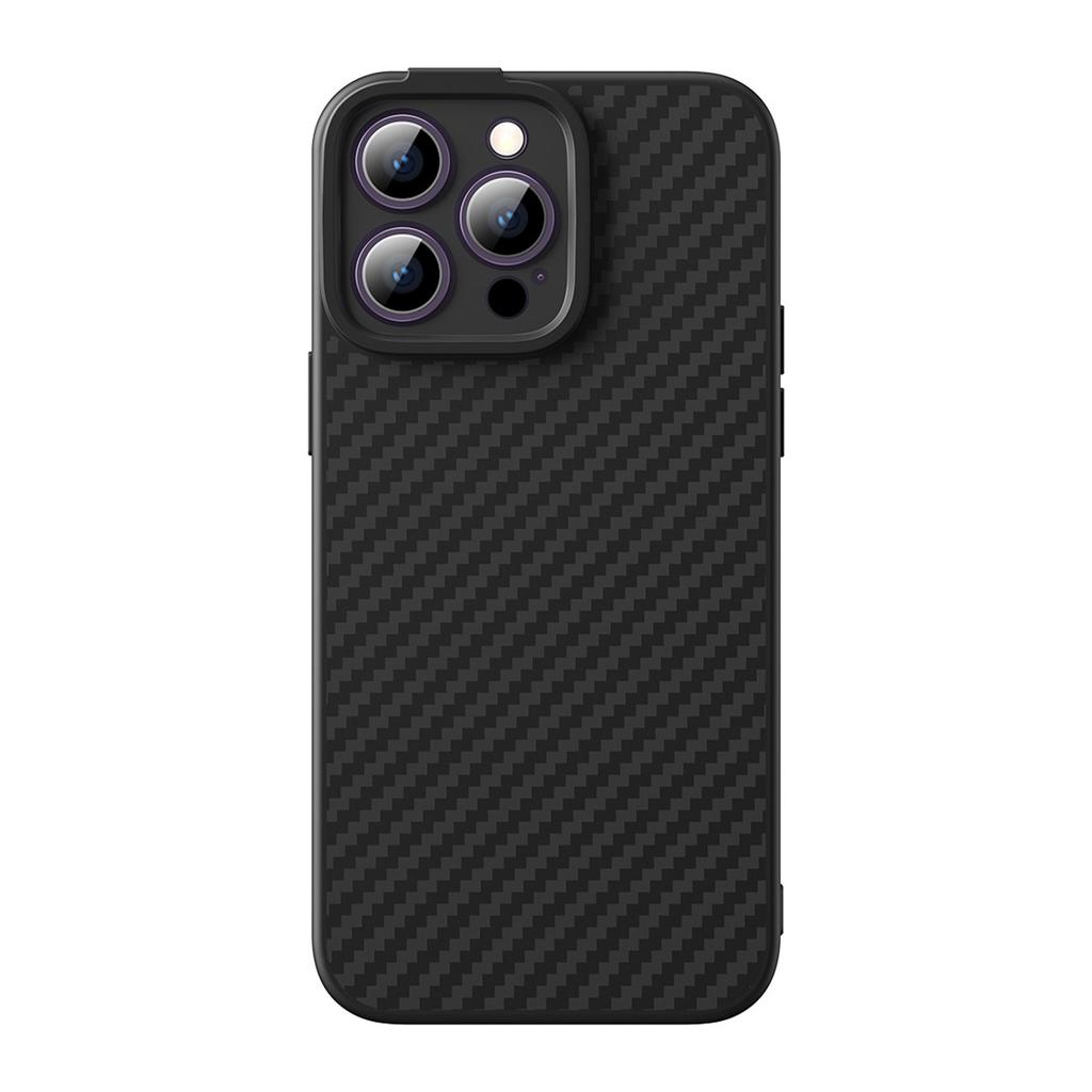 Baseus MagSafe-Compatible Fiber Case & Tempered Glass Set for iPhone 14 Pro - Black