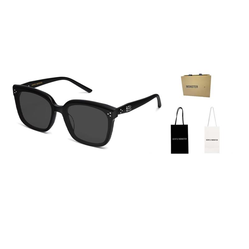 Gentle Monster Square Sunglasses With Inner Letter Logo Unisex Sunglasses Black DEAR-01