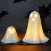 2Pcs LED Lighted Ceramics Specters Ghostly Figurine Sculpture Creative Table Centerpieces Glowing Lamp Halloween Decors