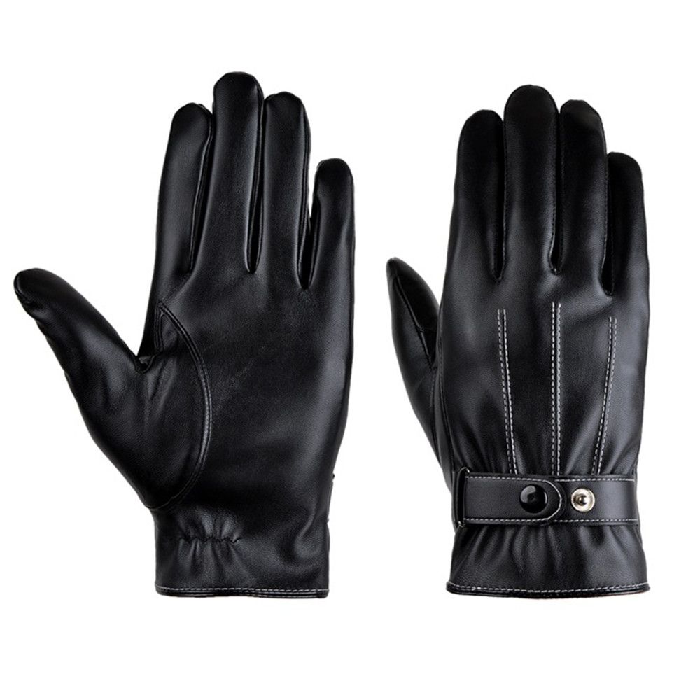 Men's Waterproof Windproof Touch Screen Leather Gloves Driving Gloves Fleece Thermal