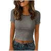 Women's Cropped Slim Fit Lace Collar Stretchy Top