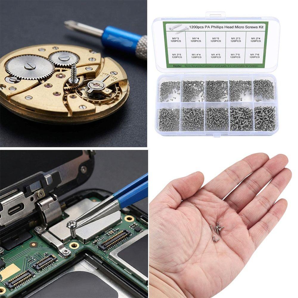 1200pcs Waterproof Electronic Screws Mini Mini Screws Kit Self Tapping Screws  DIY Projects
