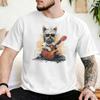 Yorkshire Terrier Playing Guitar Yorkie Lover TShirts Unisex Unisexs Cotton T Shirt Short Sleeve Tees Graphic Printed Clothing