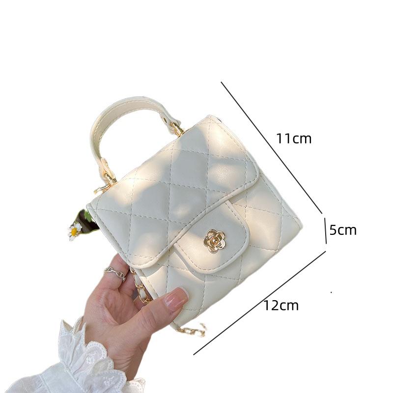 Fashion Mini Leather Crossbody Bags New Handheld Square Bags Female Chain Shoulder Bags Simple Rhombic Sewing Women Handbags