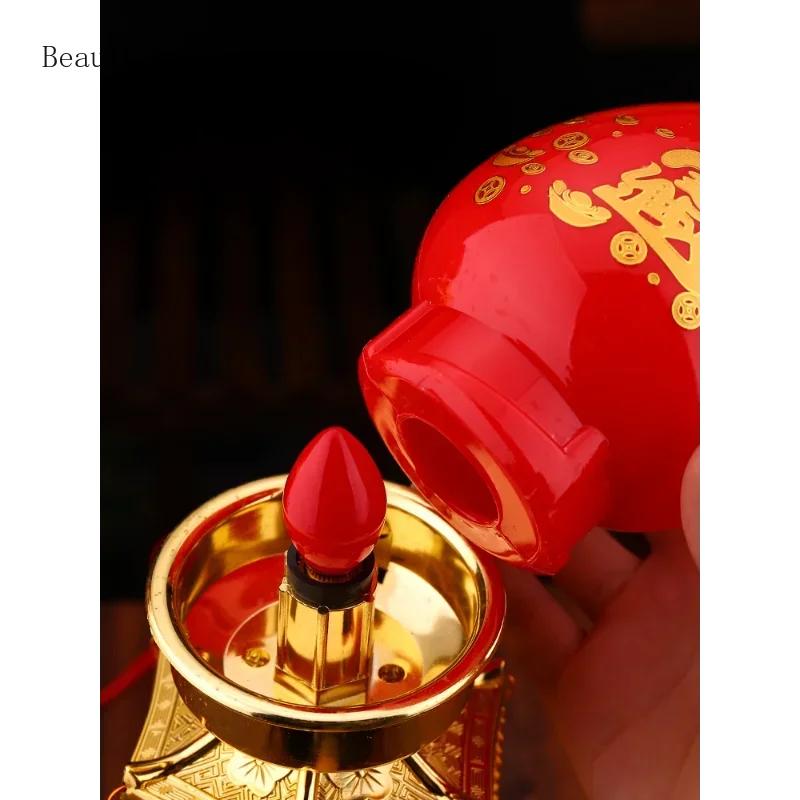 1 Pair Plastic Household Yuanbao Candlestick Simulated Candle Holder Buddha Hall Decor Temple Ornaments Pray for Auspiciousness