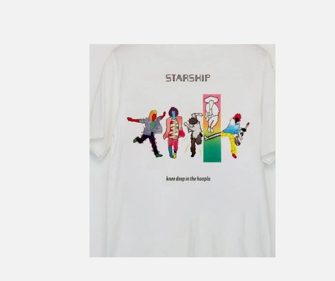 Starship band knee deep in the hoopla T-shirt white Unisex All sizes XXXL