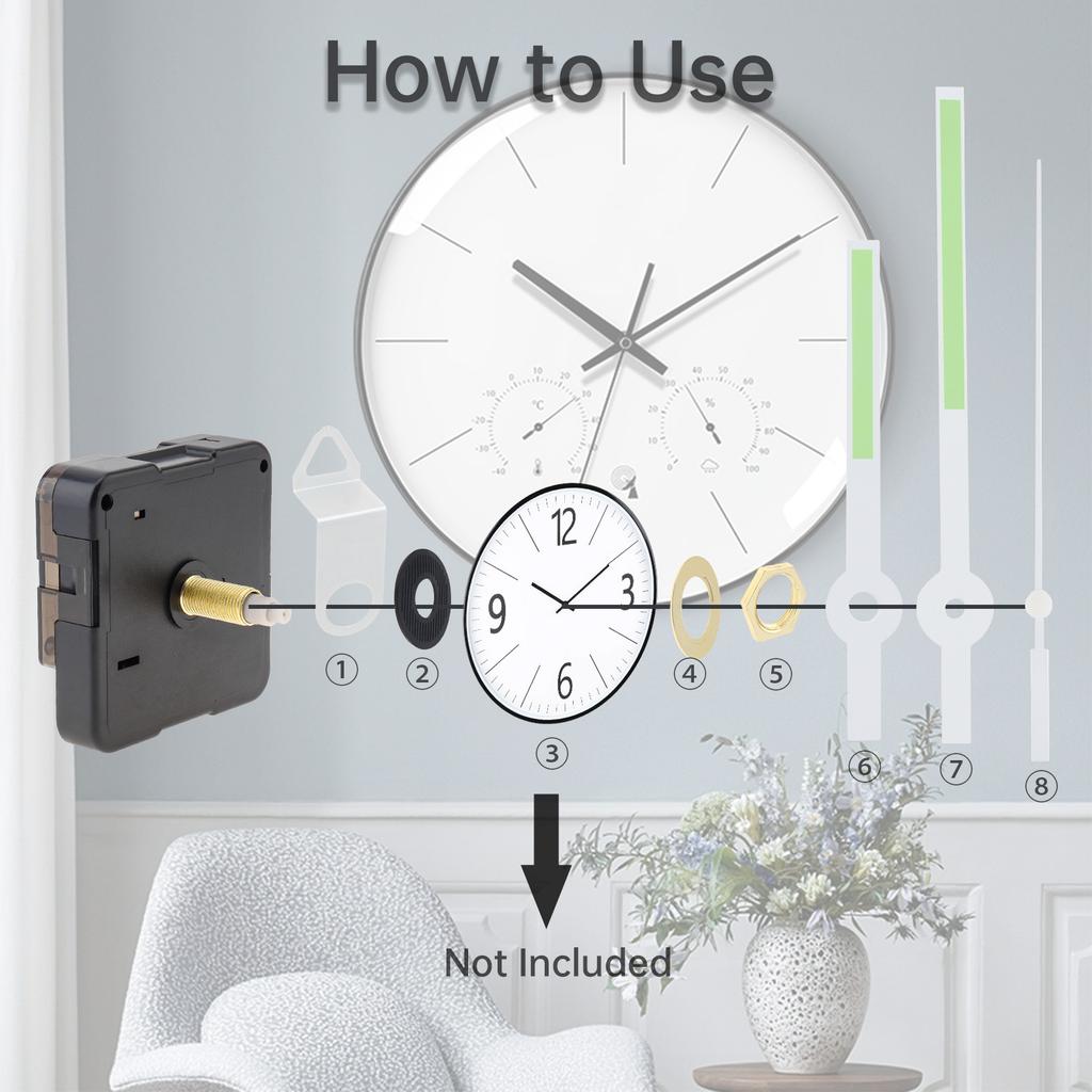 Wall Clock Movement Mechanism Clock with Hands Silent Sweeping Second Movement