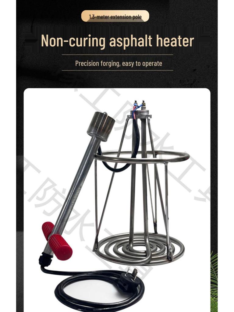Heat-Resistant Asphalt Heater Rod with Thick Rubber Coating, Heightening Feature & Stainless Steel Red Handle