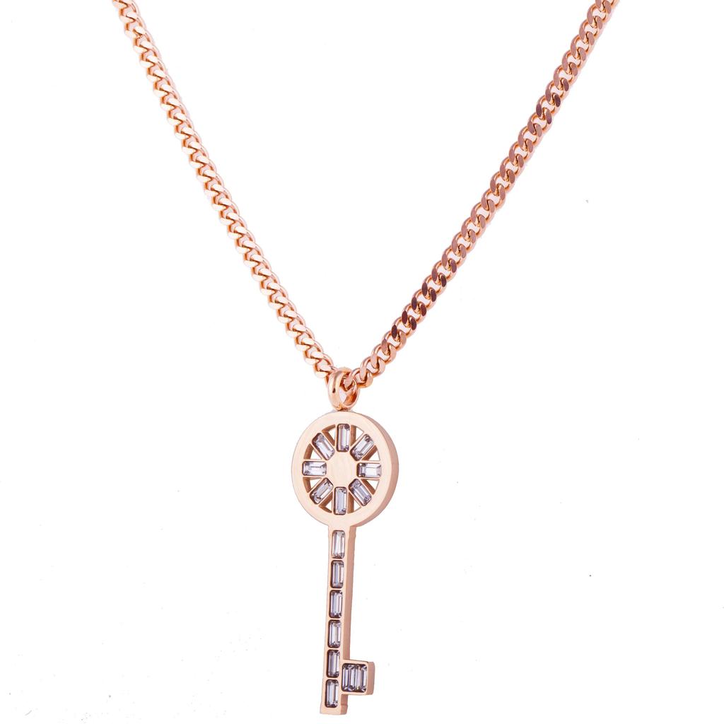 Pendentif Clé Romantique Ouvrez Votre Cœur Colliers en Acier Inoxydable pour Femmes Mode Coréenne Chaîne de Pull Clavicule Douce Sexy