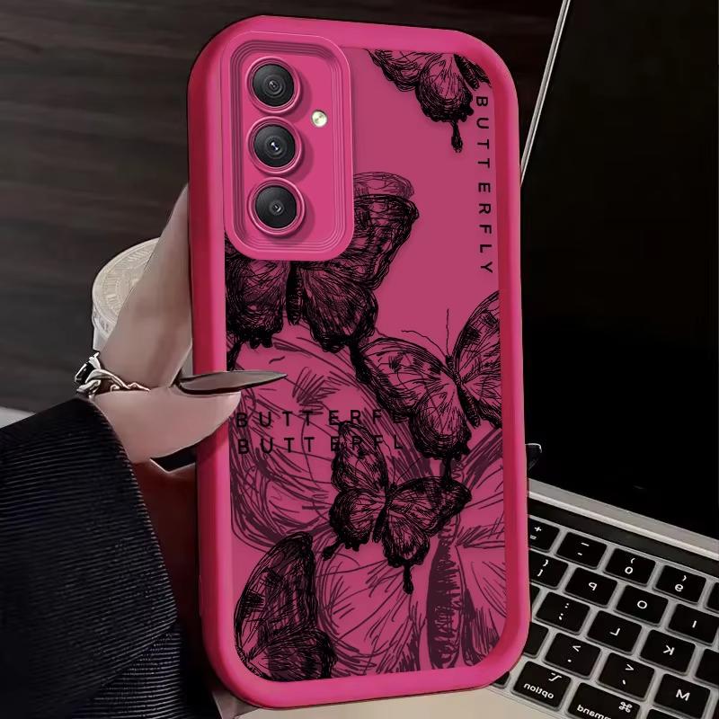 INS Retro Butterfly Case for Samsung Galaxy S25 S24 S23 Ultra S22 S21 Plus FE 5G A54 A34 A14 A73 A53 A33 5G Silicone Back Cover