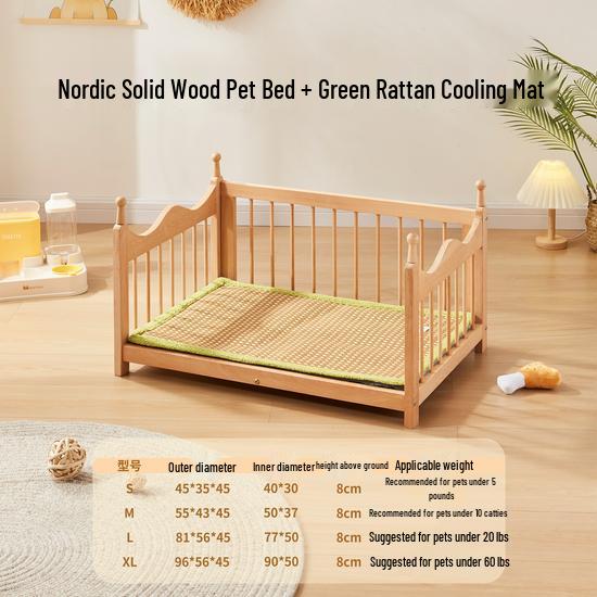 Four Seasons Removable Washable Wooden Doghouse Bed for Small to Medium Dogs