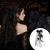 Halloween Gothic Dark Black Mesh Hair Headpiece for Women Party Costume Accessory