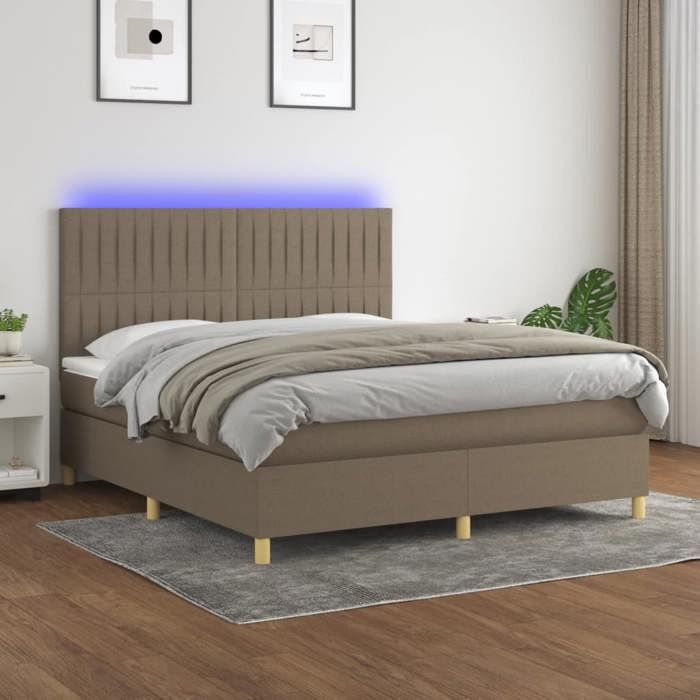 VidaXL Sommier à Lattes de Lit avec Matelas et LED, Lit Rembourré, Lit Double, Lit Adulte de Chambre à Coucher Intérieur, 3135609