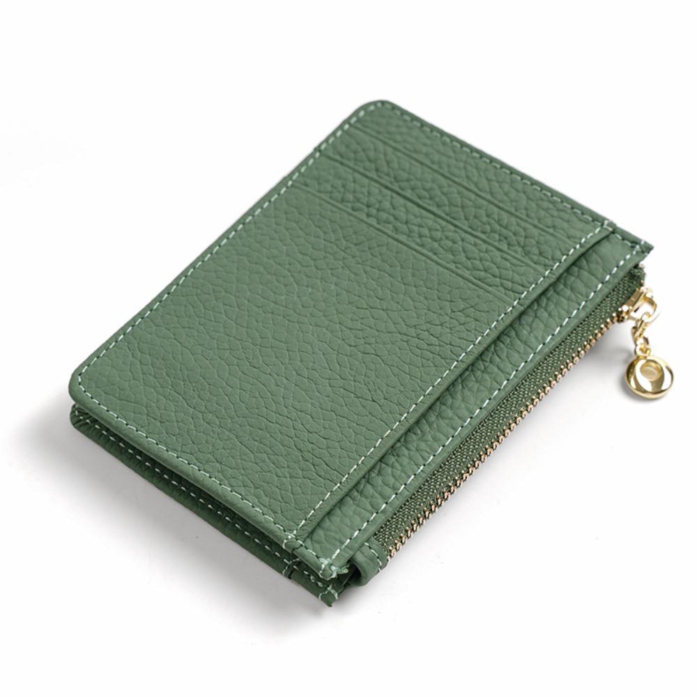 

Multi-function Cowboy Short Wallet Large Capacity Coin Pocket Purse Cowhide Card Holder Men Women зелений