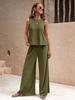 Women's Two-Piece Set Sleeveless Tank Top High Waist Wide Leg Pants Casual Outfit