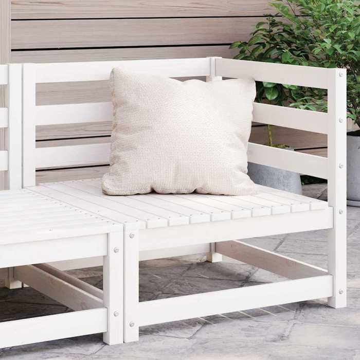 VidaXL Canapé d'angle de jardin Blanc Bois de pin massif