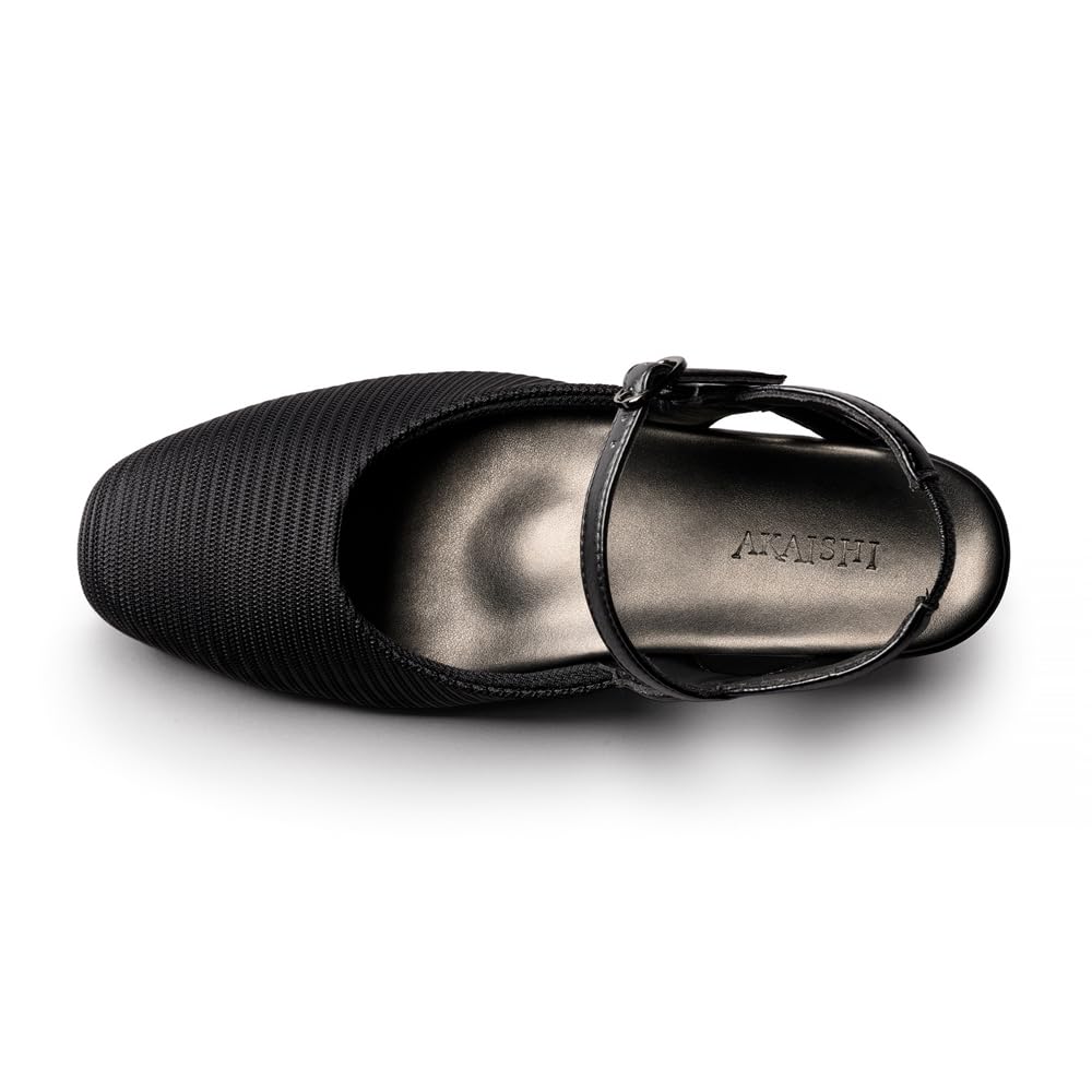 Akaishi Arch Fitter Official 115 Sling Mesh Office Sandals for Standing and Going Out [AKAISHI] (L 24.0cm-24.5cm Black) Work, Commuting,