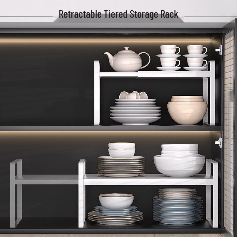 Retractable Kitchen Countertop Spice & Dish Storage Rack