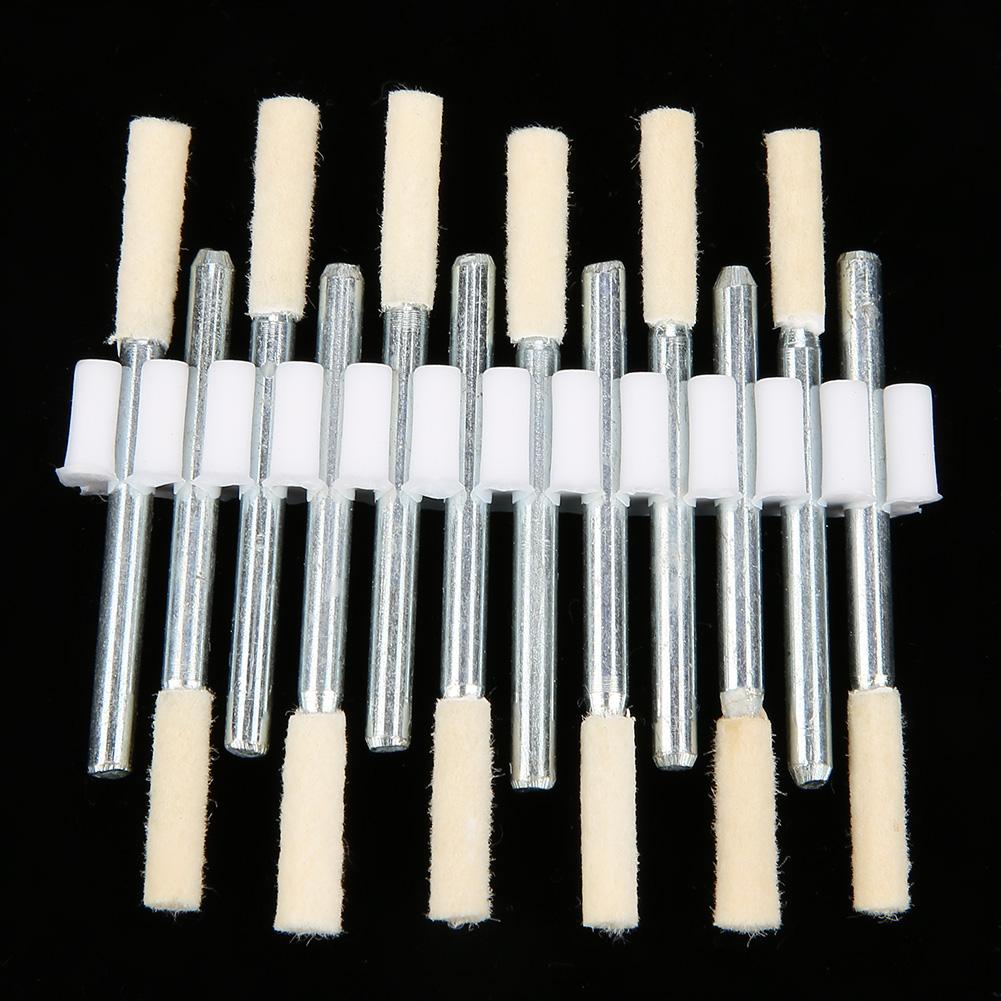 12pcs Cylindrical Wool Grinding Polishing Head Buffing Wheel 3mm Shank for Rotary Tool (3mm)