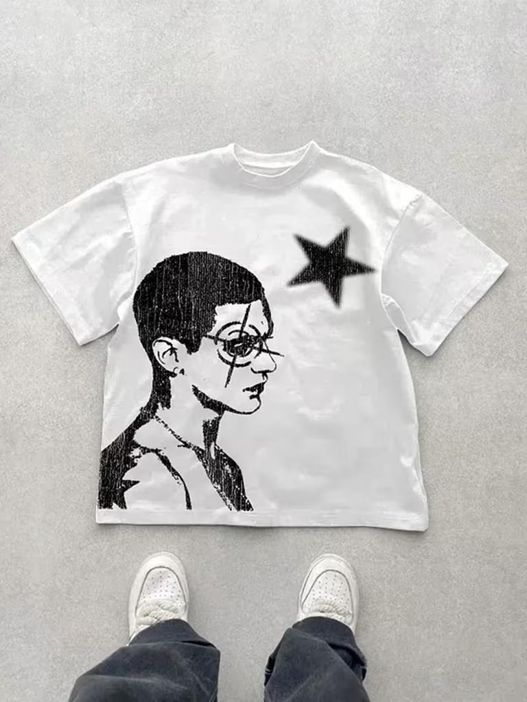 New ArrivalGraffiti Face TShirtY2k Style Loose Fit Crew Neck DesignCasual And FashionableSuitable For Both Unisex And Unisex