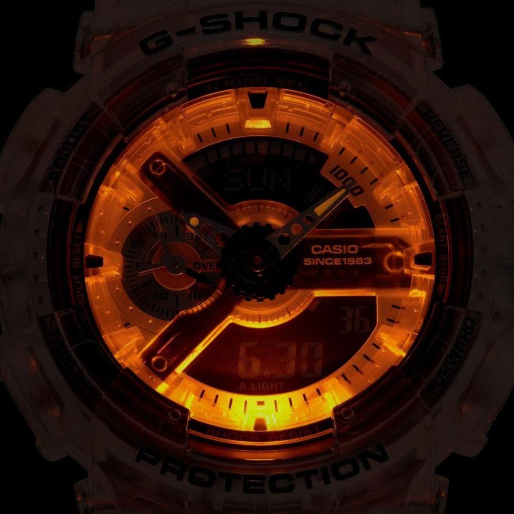 Casio G-Shock 40. výročí Série Clear Skeleton, GMA-S114RX-7AJR, Průhledné hodinky řady S, Voděodolné do 20 ATM, Odolné proti nárazu, Zcela nové