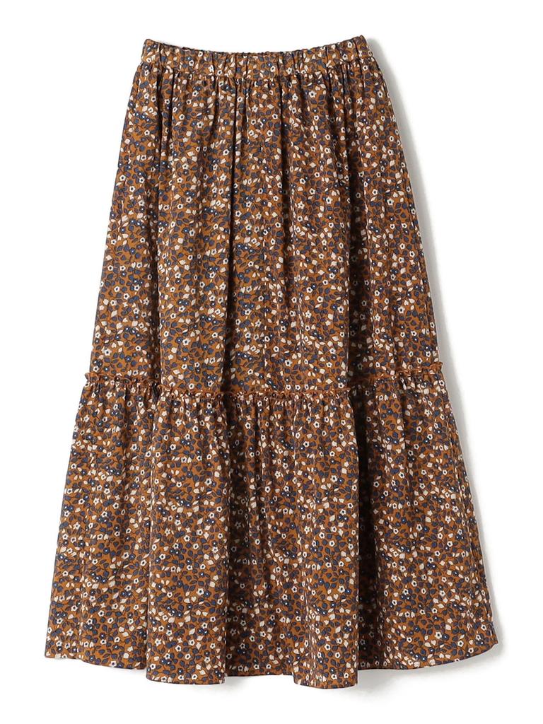 Ships Colors Machine Washable Tiered Skirt with Small Floral Print, Women's, 223230026, Brown, One Size