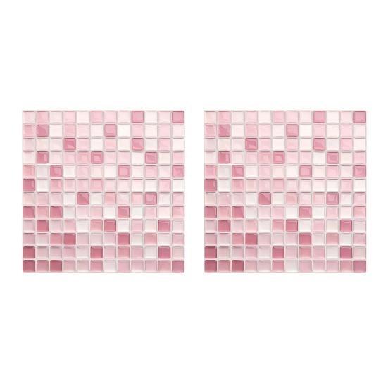 2Pcs Mosaic Wall Tile Stickers, 3D Self Adhesive Tile Stickers, Retro Waterproof And Oil-Proof Wall Decals, Peel And Stick Backsplash Decals